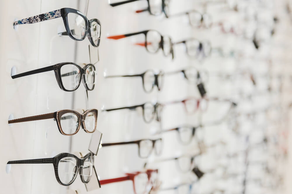 Eye glasses in a store